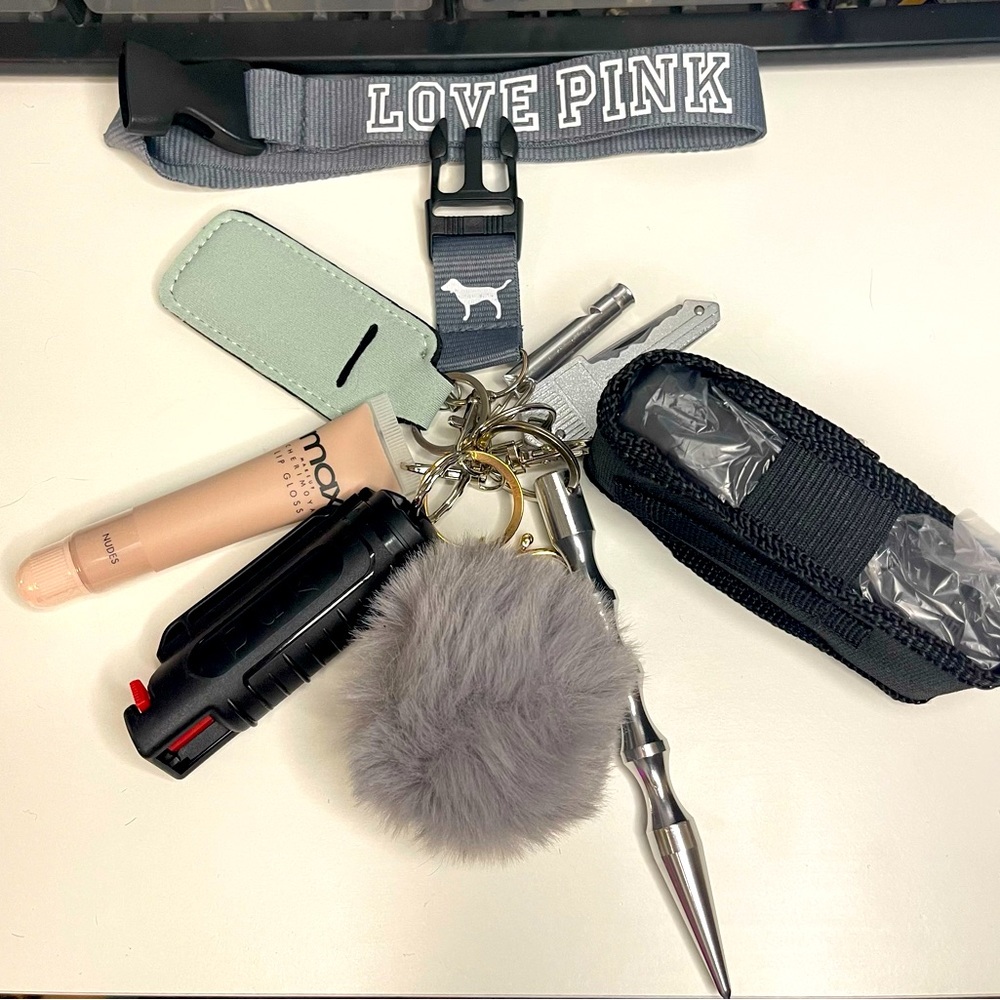 Grey Love Pink Lanyard self defense keychain